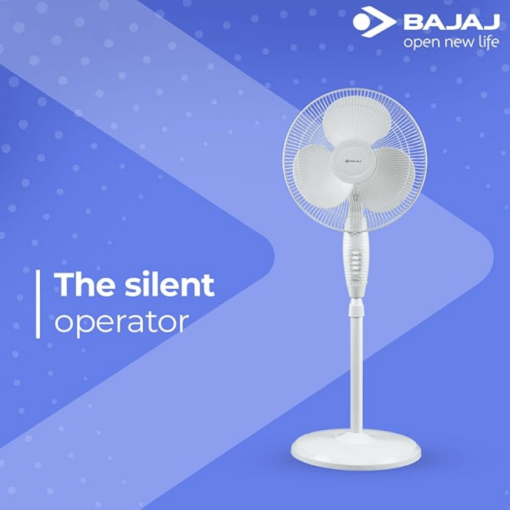 Bajaj Esteem 400 MM Oscillating Pedestal Fan for Home|Stand Fan with Tilt Mechanism|Voltage Protection|100% CopperMotor|HighAir Delivery|3-Speed Control|Telescopic Arrangement|2-Yr Warranty 【White】 - Image 4
